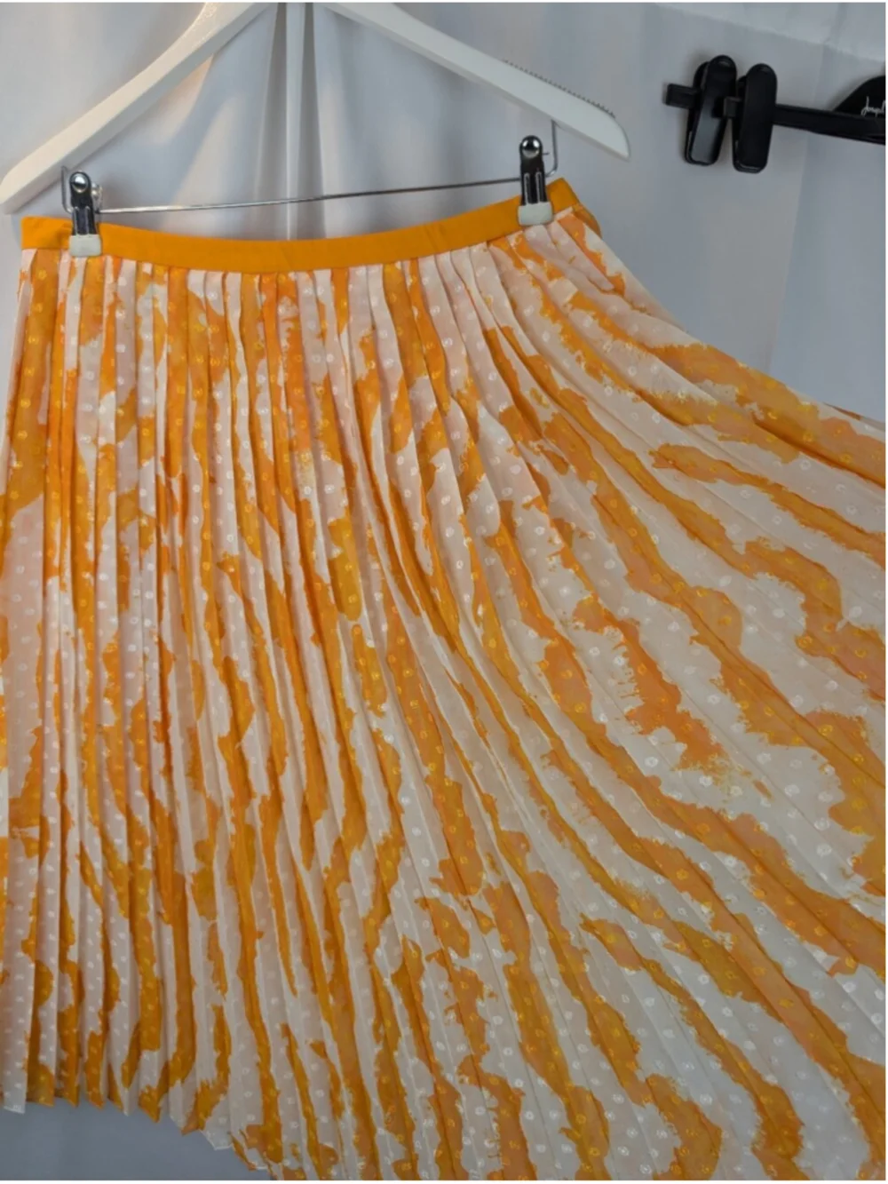 Jil Sander Navy Pleated Orange & White Skirt Size M (40) In EUC